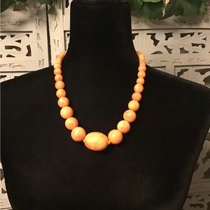 DREAMY SWIRLED PEACH ORANGE LARGE BEADED NECKLACE